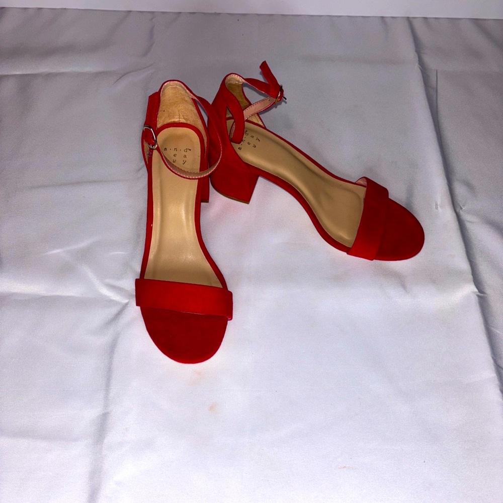 A New Day Womens Red Faux Suede Michaela Sandals Size 7M